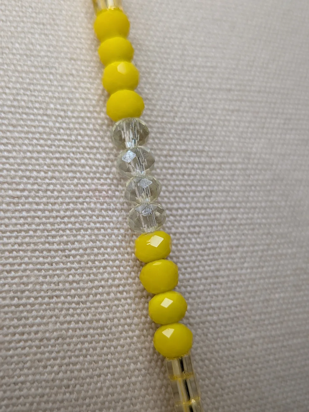 Long Yellow Glass Faceted Crystal Bead Strand Necklace Continuous Endless Strand